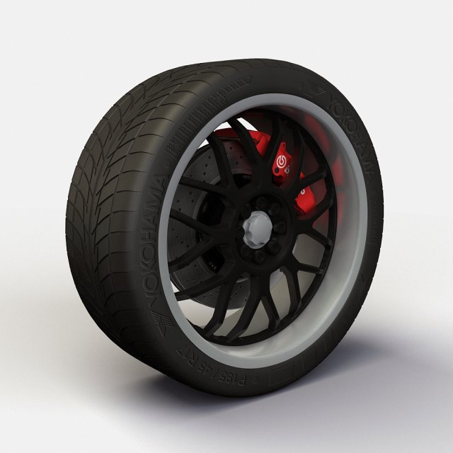 wheel akita racing ak6 rims and tire Model 3D .c4d .max .obj .3ds .fbx .stl .blend 