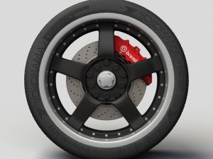 wheel akita racing ak8 rims and tyre 3D 模型