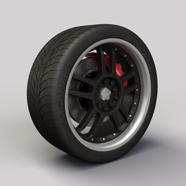 wheel akita racing ak15 rims and tyre 3D Model .c4d .max .obj .3ds .fbx .stl .blend 