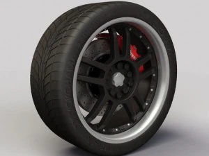 wheel akita racing ak15 rims and tyre 3D Model