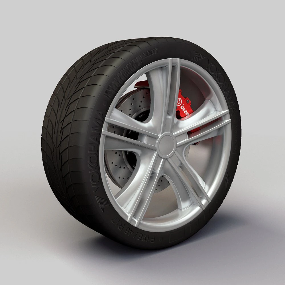 wheel alloy ion 161 rims and tyre 3D Model .c4d .max .obj .3ds .fbx .stl .blend 
