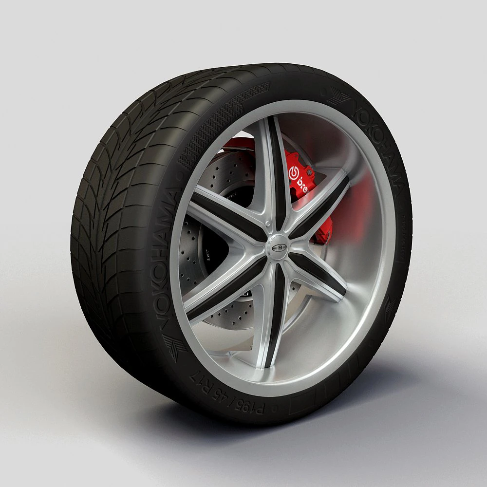 wheel baccarat  outrage rims and tire 3D Model .c4d .max .obj .3ds .fbx .stl .blend 