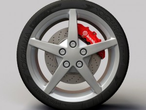 wheel detroit 2008 c6 rims and tire 3D Model