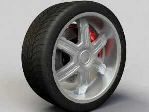 jantes e pneus aquecidos por imersão nas rodas Modelo 3D