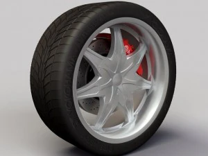 ホイールディップリブラリムとタイヤ 3Dモデル