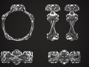 Skull bones ring 3D print model Model do druku 3D