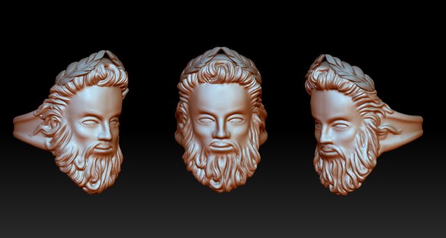 Zeus face ring 3D print model 3D Принт Модель .c4d .max .obj .3ds .fbx .stl .blend 