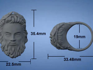 Zeus face ring 3D print model 3D Print Model