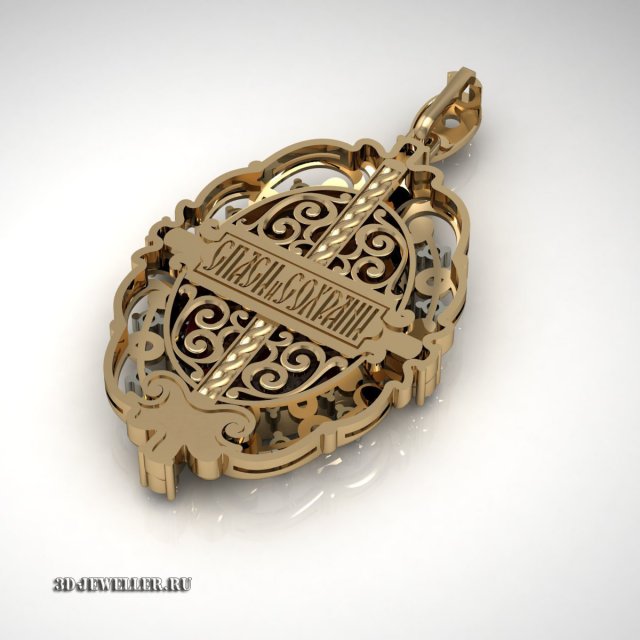 Download gold pendant with enamel on gold 3D Model
