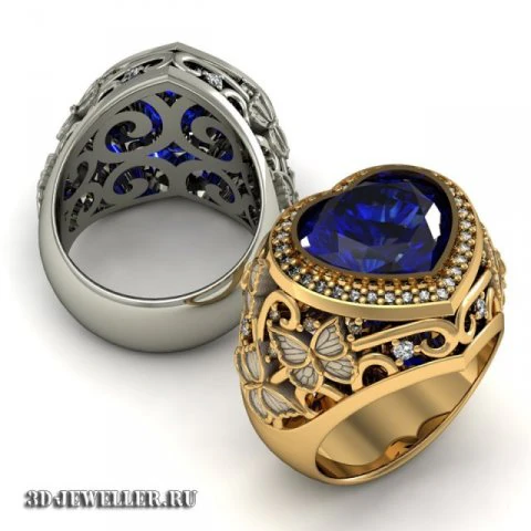 ring with butterflies 3D Print Model .c4d .max .obj .3ds .fbx .stl .blend