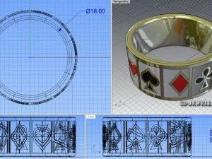 ring with casino enamel 3D Model