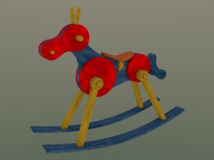 wooden rocking horse Modèle 3D