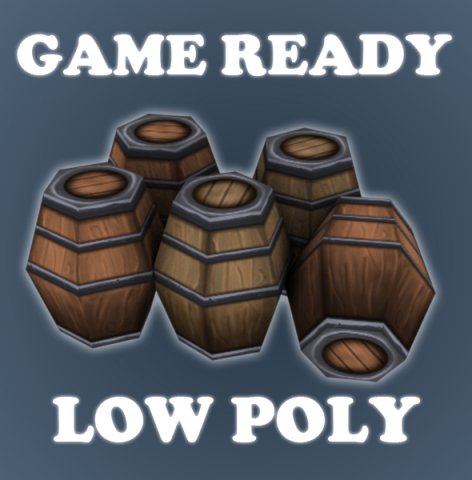 hand painted wooden barrels 3D 模型 .c4d .max .obj .3ds .fbx .stl .blend 