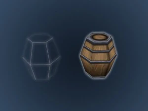 hand painted wooden barrels 3D Model