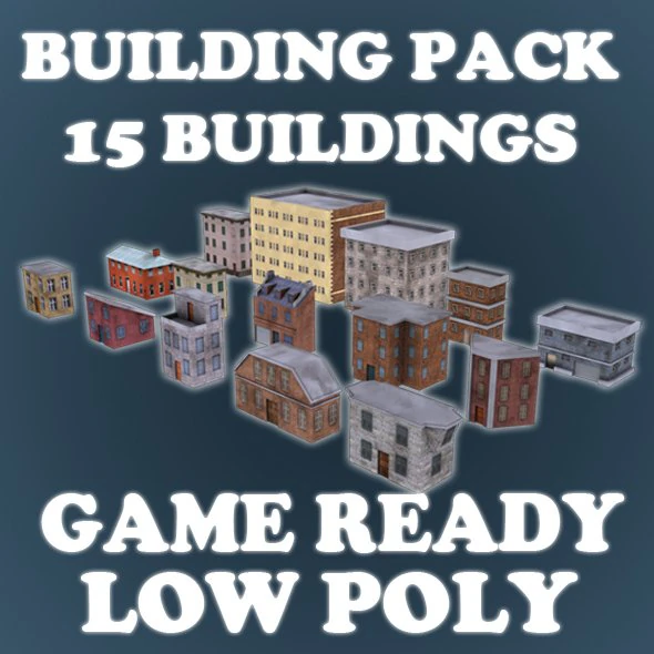 low poly game buildings pack 01 3D Model .c4d .max .obj .3ds .fbx .stl .blend