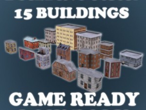 low poly game buildings pack 01 3D Модель