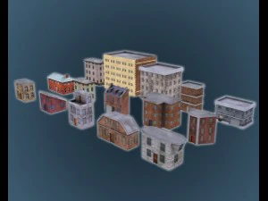low poly game buildings pack 01 3D Model