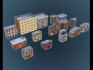 low poly game buildings pack 01 3D Model