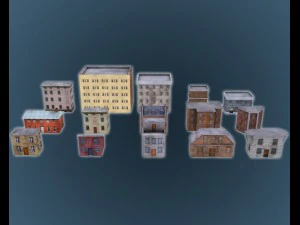 low poly game buildings pack 01 3D Model