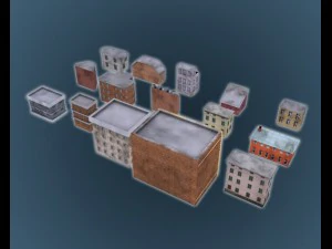 low poly game buildings pack 01 3D Model