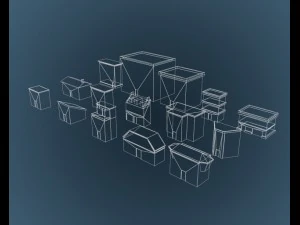 low poly game buildings pack 01 3D Model