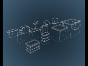 low poly game buildings pack 01 3D 模型