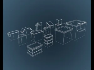 low poly game buildings pack 01 3D Model