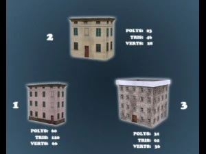 low poly game buildings pack 01 3D Model