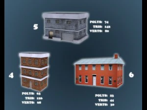 low poly game buildings pack 01 3D Model