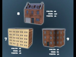 low poly game buildings pack 01 3D Model