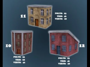 low poly game buildings pack 01 3D Model