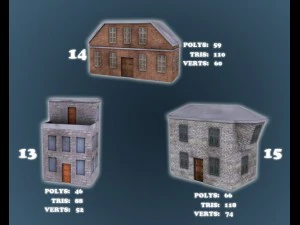 low poly game buildings pack 01 3D Model