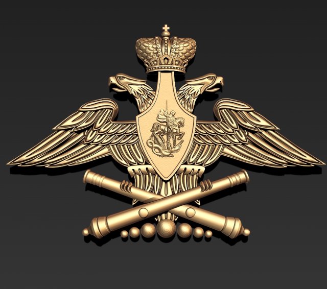russian coat of arms and artillery troops Model 3D .c4d .max .obj .3ds .fbx .stl .blend 