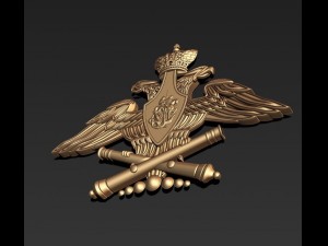 russian coat of arms and artillery troops Model 3D