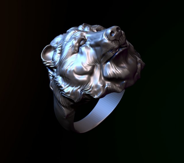 signet with the bears head 3D Model .c4d .max .obj .3ds .fbx .stl .blend 