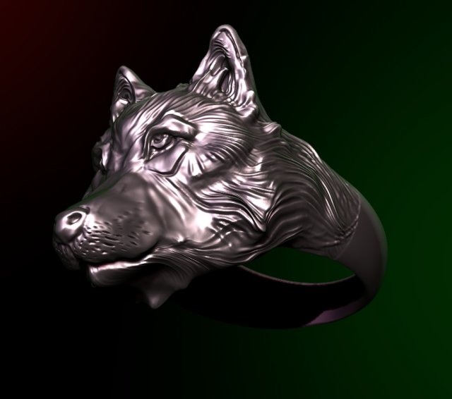 ring with a dogs headwolf 3Dモデル .c4d .max .obj .3ds .fbx .stl .blend 