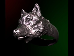 ring with a dogs headwolf Modello 3D