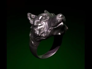 ring with a dogs headwolf 3D Model