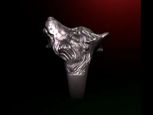 ring with a dogs headwolf 3D Model