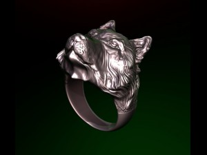 ring with a dogs headwolf 3Dモデル