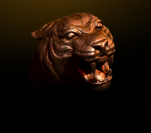 tiger head ring 3D Модель .c4d .max .obj .3ds .fbx .stl .blend 
