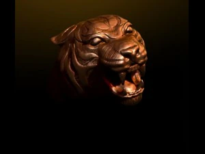 кольцо с головой тигра 3D Модель