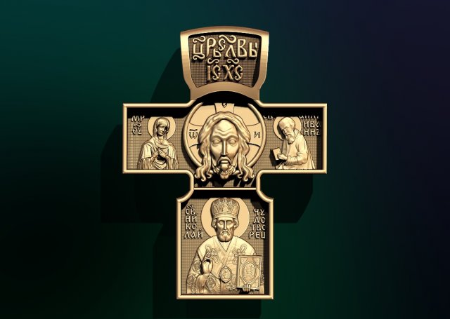 russian orthodox cross with saint nicholas Modelo 3D .c4d .max .obj .3ds .fbx .stl .blend 