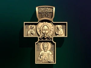російський православний хрест із святим Миколаєм 3D Модель