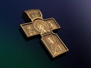 russian orthodox cross with saint nicholas 3D Model
