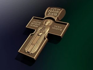 russian orthodox cross with saint nicholas 3D Model