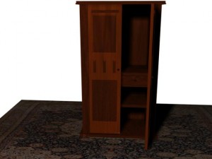 old classic styled wooden almirah 3D Model