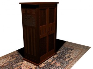 old classic styled wooden almirah 3D Model