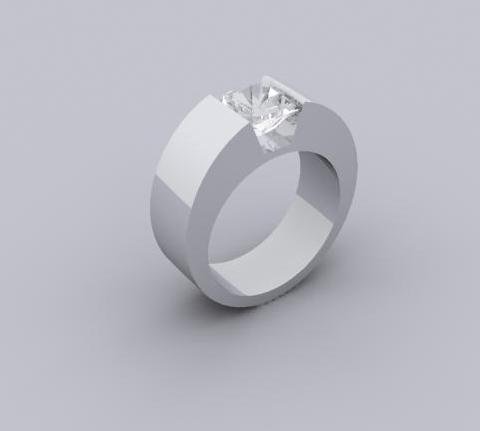 silver ring with a diamond 3D Model .c4d .max .obj .3ds .fbx .stl .blend 