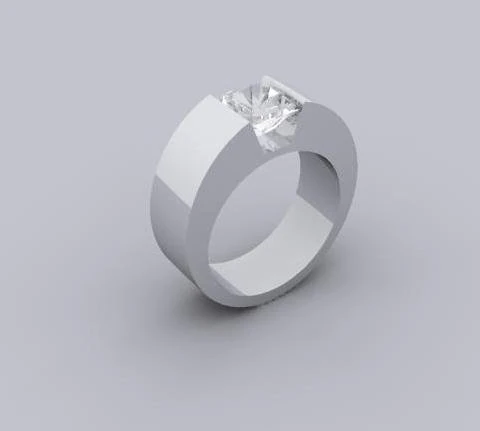 silver ring with a diamond 3D Model .c4d .max .obj .3ds .fbx .stl .blend
